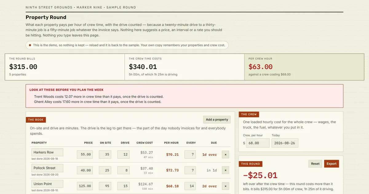 Property Round — screenshot of the live tool